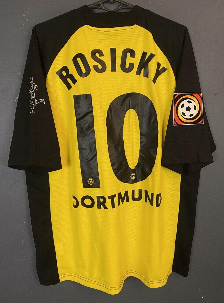 WORN BORUSSIA DORTMUND 2001/2002 ROSICKY BVB SOCCER FOOTBALL SHIRT