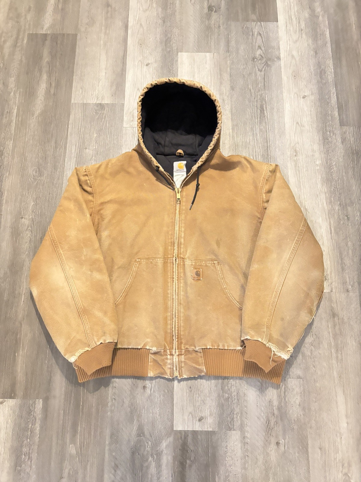 Vintage Carhartt J130 BRN Faded Brown Distress Jacket Mens Size XL