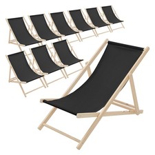 10er Set Strandliege Liegestuhl Schwarz klappbar Strandstuhl Gartenstuhl Stuhl