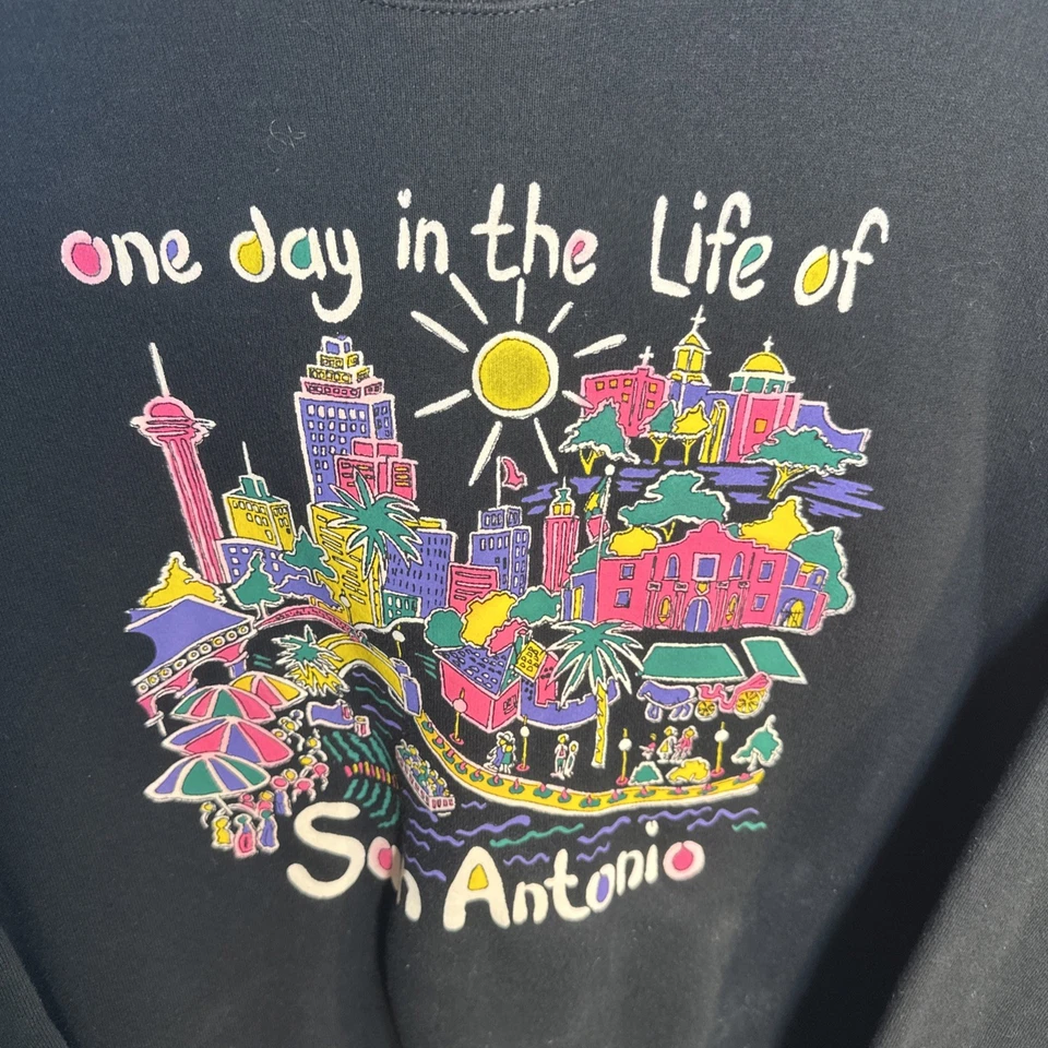 Suéter L Adulto Vintage Fruit Of The Loom “Un Día en la Vida de San Antonio” Foto 2 de 3
