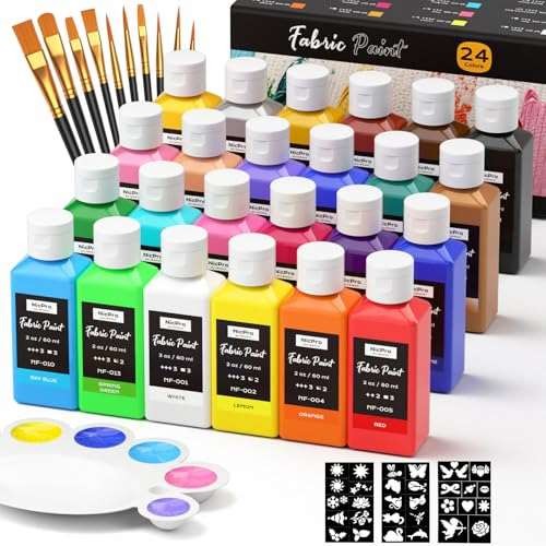 Nicpro 24 Colors Fabric Paint (2oz/60ml),  Assorted colors , sizes 