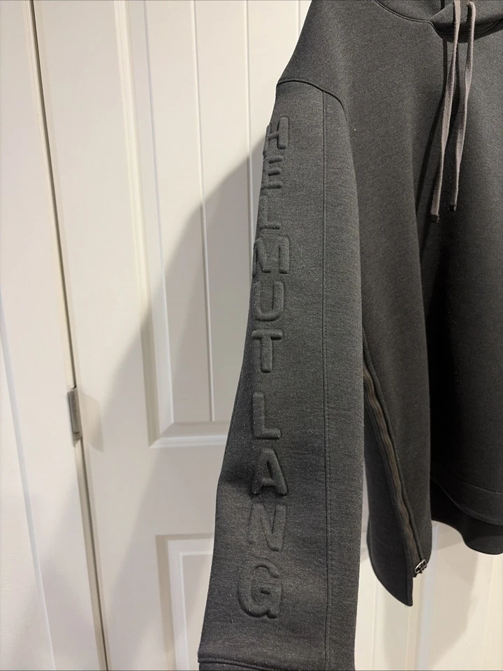 Sudadera con capucha Helmet Lang para hombre talla mediana con cremalleras laterales en carbón Foto 4 de 4