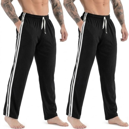 PACK OF 4 MENS JOGGING TROUSERS TRACKSUIT BOTTOMS JOGGERS STRIP GYM SPORTS PANTS - Picture 7 of 24