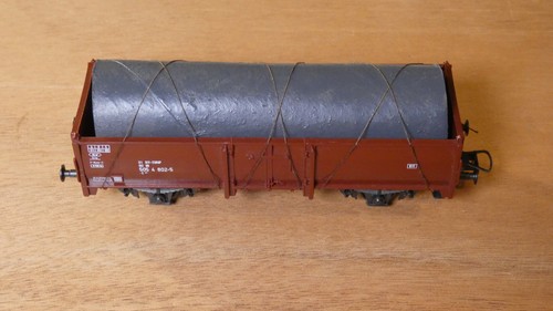 ROCO H0 4610 offener Hochbordwagen mit Rohrladung 505 4 802-5 E037 der DB  *TOP* | Zustand: Gebraucht