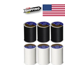 Coats Clark Thread 6 Pack Bundle 3 Spools Each Black and White 400 Yards