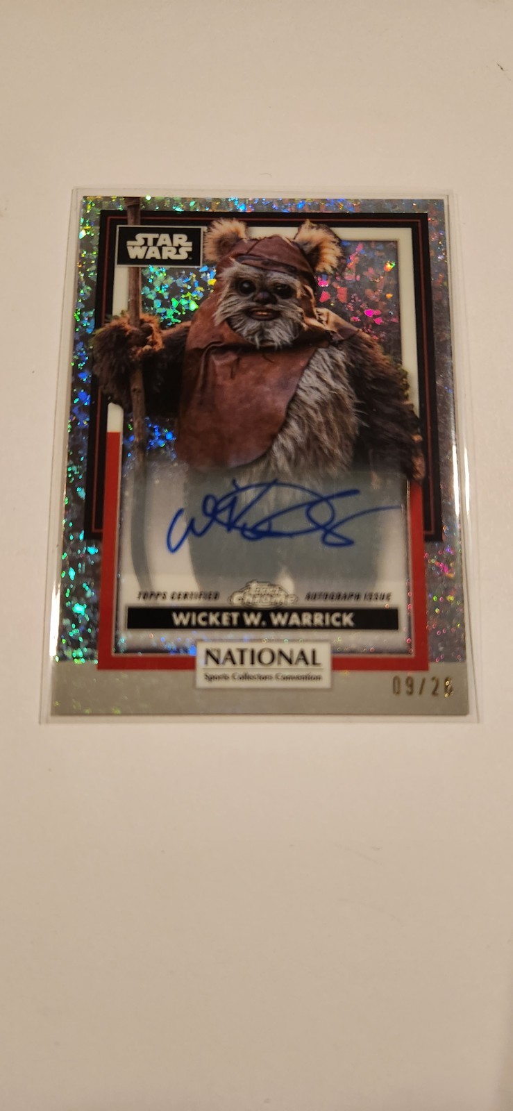 2026 Topps Chrome NSCC Warwick Davis Wicket W. Warrick Star Wars Auto 09/26!!! view 2