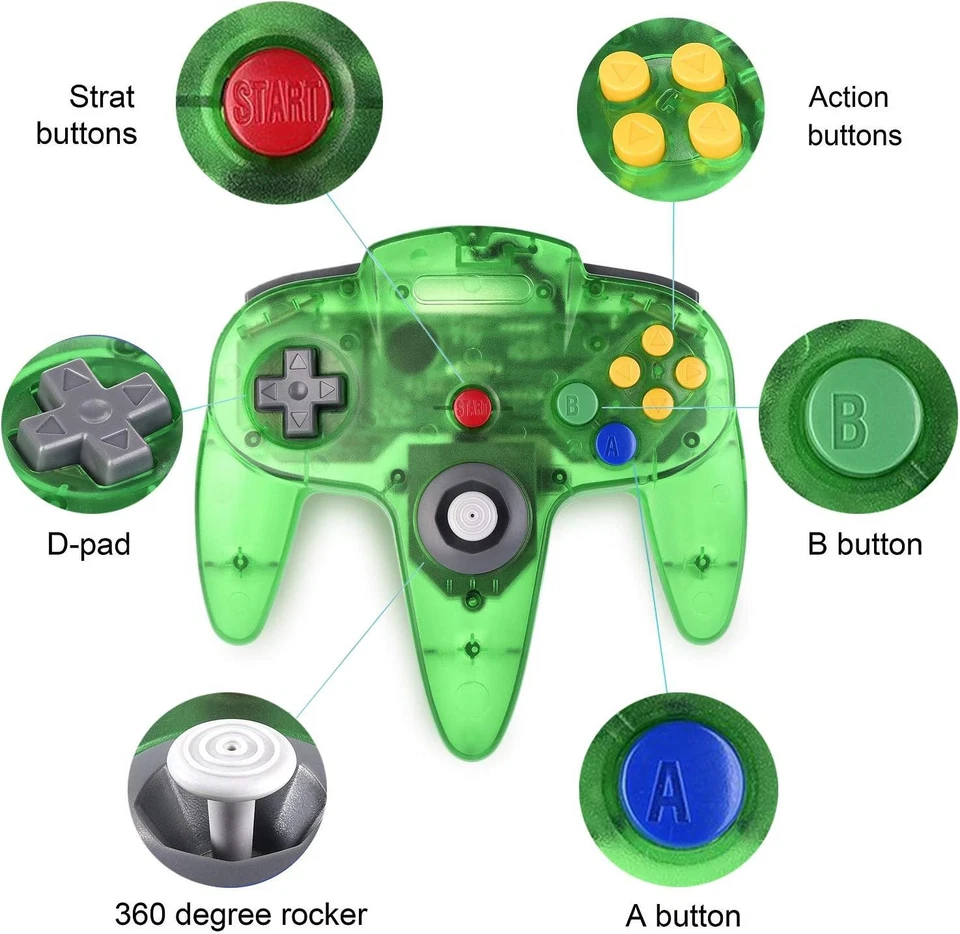 Mando Clásico N64, Mando a Distancia Retro N64 para Consola Sistema de Juegos N64 Foto 4 de 4