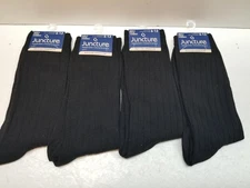 Lot of 4 pairs Juncture Mens Fashion Socks Size 6-12 Color Black