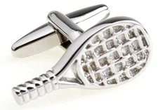 Tennis Racquet Pair Cufflinks in a Presentation Gift Box & Polishing Cloth