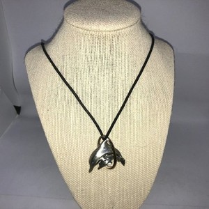 Diving Dolphins Thru Hoop Silver-tone Necklace