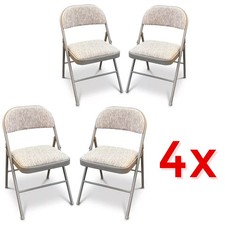 Meta Deluxe Sedia Pieghevole in Tessuto Cammello Scuro Imbottita Casa Ufficio Set 4 Pezzi