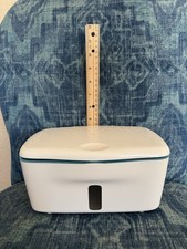 OXO White  Teal Seal Wipes Dispenser, BPA-Free. Push Button Open