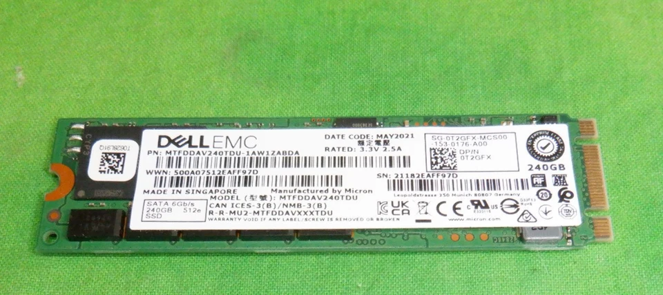 Dell EMC 0T2GFX MTFDDAV240TDU 240GB M.2 SATA 6Gbps Solid State Drive - Image 3 of 3