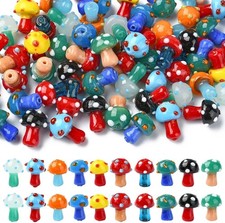 Bumpy Mushroom Glass Beads 60 pcs for DIY Jewelry Making and Crafts