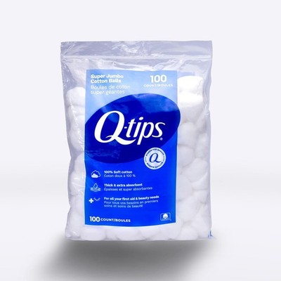 Q-Tips Super Jumbo Cotton Balls for Beauty, First Aid and Baby Care, 100% Thick