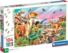 NEW Clementoni Jigsaw Puzzle 104 Pieces 6 Ages SuperColor Land of Dinosaurs