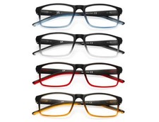 Reading Glasses 4 Pack, Blue Light Blocking Readers, Anti Glare, UV