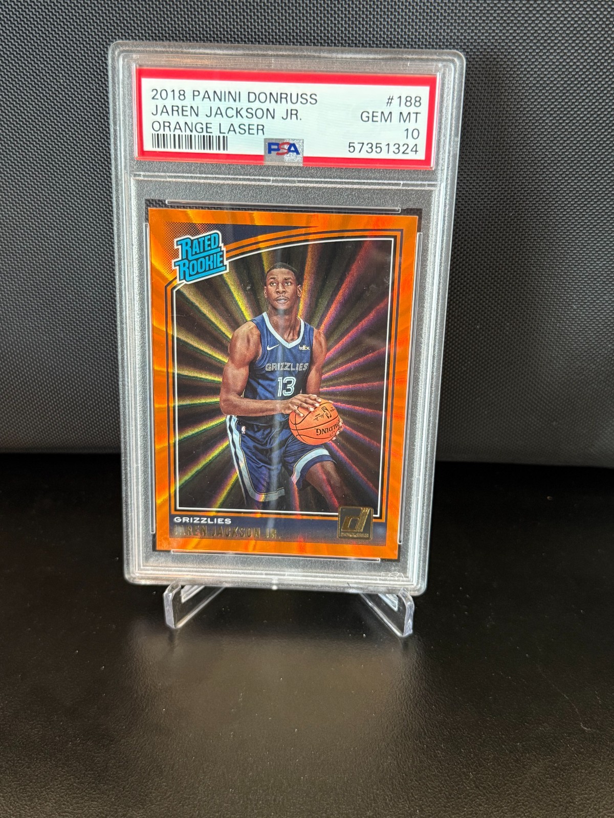 2018 Panini Donruss Jaren Jackson Jr. Orange Laser PSA 10