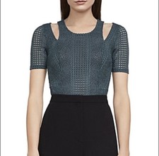 BCBG MAXAZRIA SIZE S Gwenyth Dark Green Cutout Lace Bodysuit