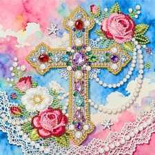 Cross Flowers Diamond Art Kits for Adults,5D Diamond Painting Kits for Specia...