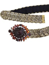 Vintage Jeweled and Metal Floral Belt Adjustable 33" Boho Fairy READ