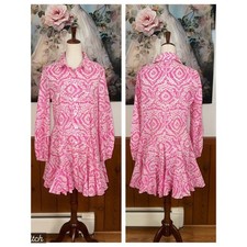 Super Cute Zara Pink White Printed Ruffle Hem Mini Dress