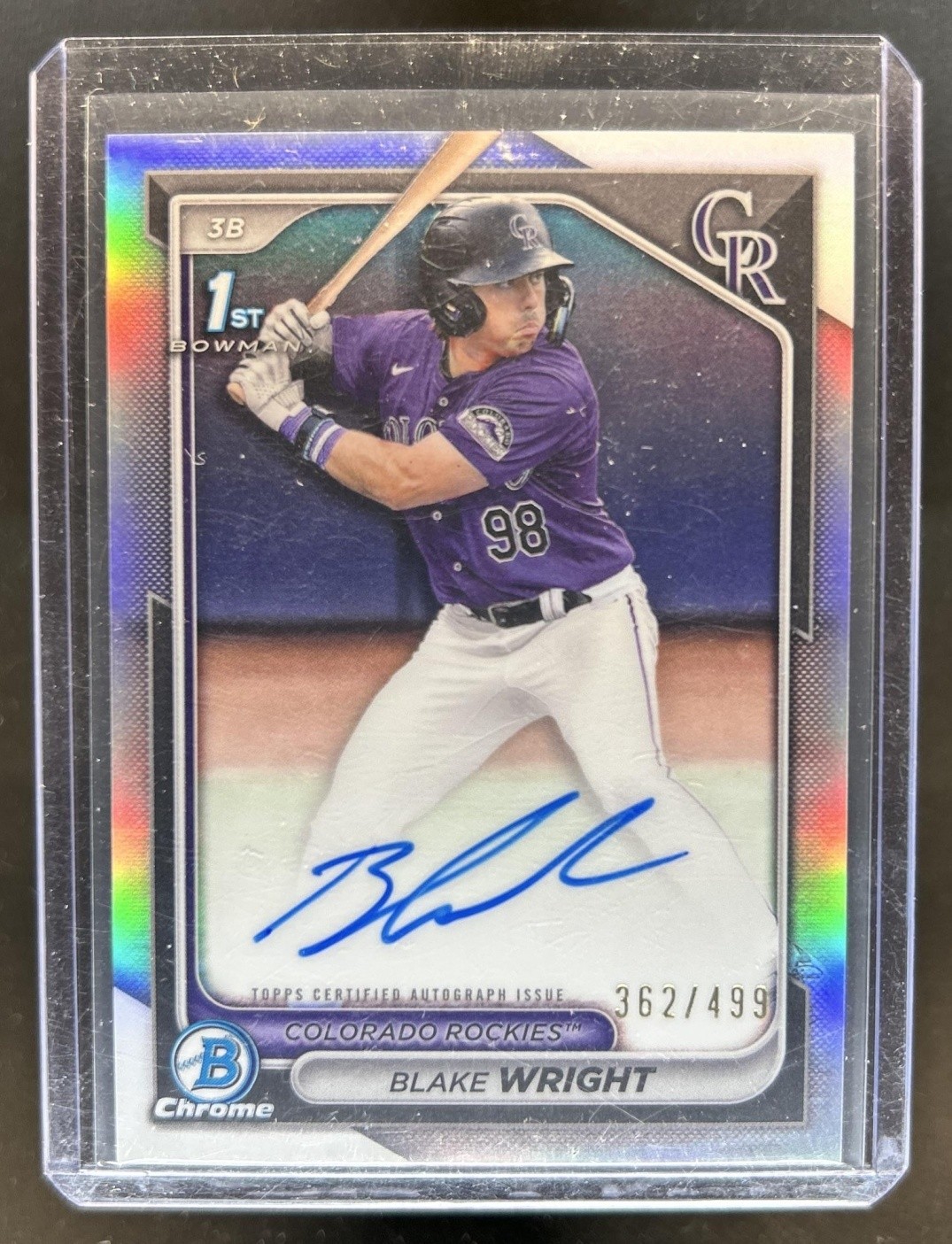 2024 Bowman Draft Blake Wright Chrome Auto Refractor 1st Prospect #/499 Rockies