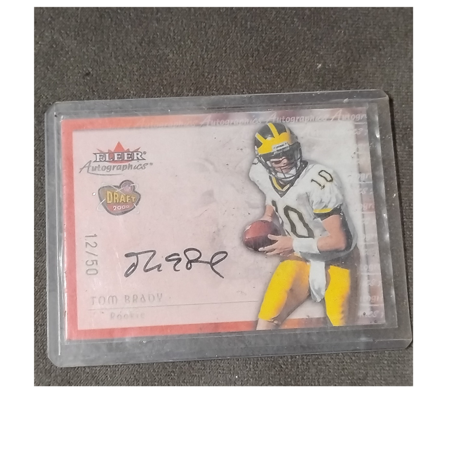 Fleer 2000 Tradition Autographics Tom Brady Rookie Auto Michigan 12/50