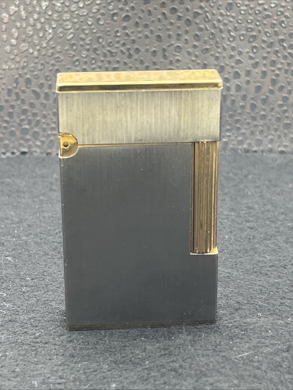 Serviced, S.T. Dupont Line 2 L2 Brushed Palladium Gold Trim Gas Lighter