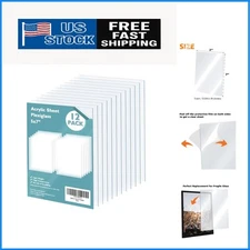 Durable 5x7” Plexiglass Sheets - 12 Pack of 0.04” Clear Acrylic for DIY Displays