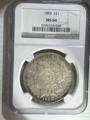 1885-S Morgan Silver Dollar NGC MS-64 Uncirculated Obv and Rev Toned