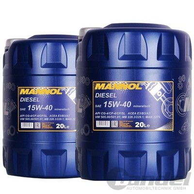 2x20 LITER SAE 15W40 MANNOL DIESEL MOTORÖL passend für BENZIN & DIESELMOTOREN