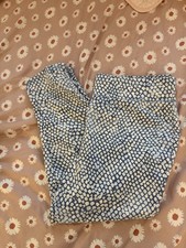 Denim  Co. Active Blue Printed Regular Duo Slim Leg Crop Pant w/ Ruching SZ L