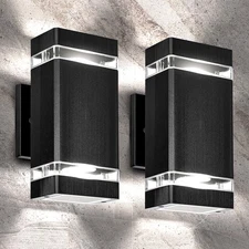 Set of 2 LED Square Up and Down Outdoor Wall Lights, Waterproof Wall Lamps