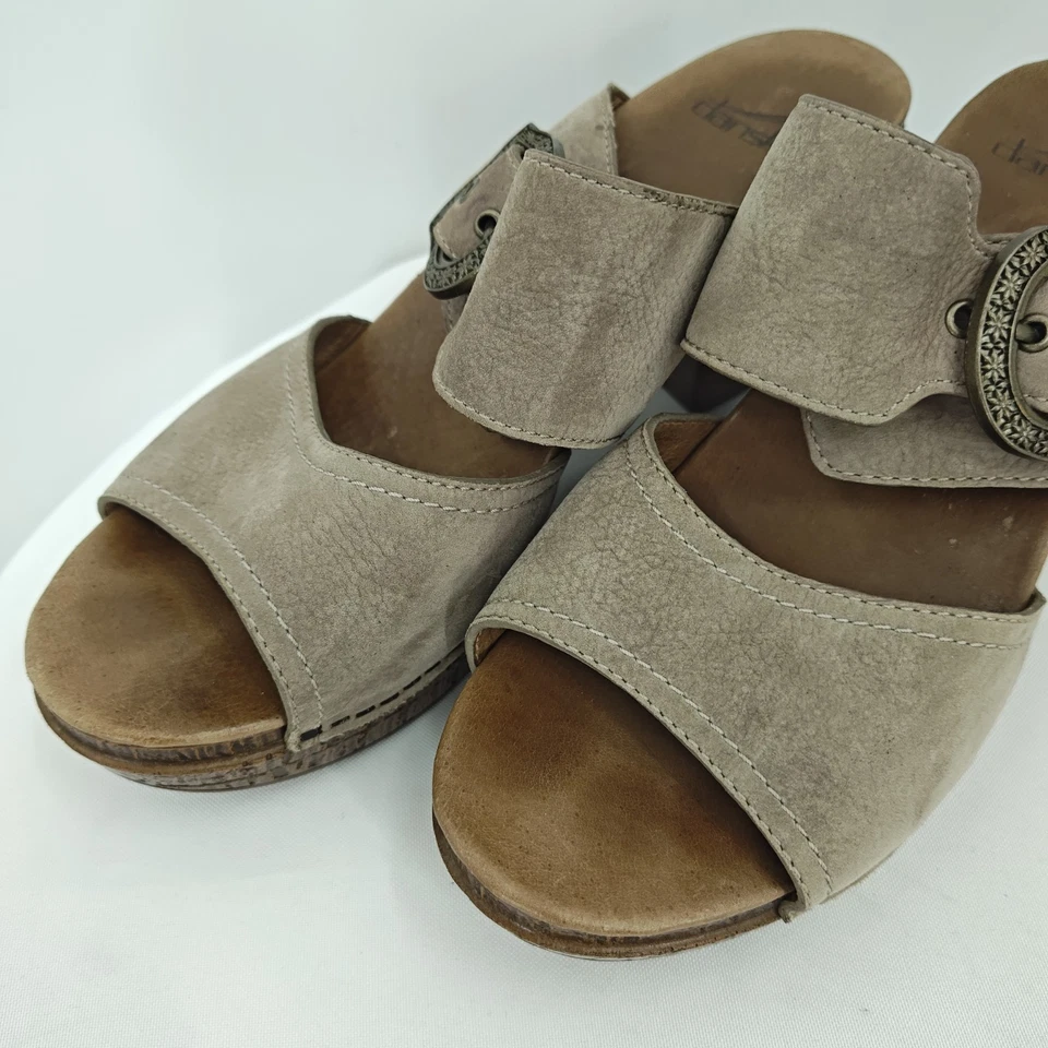 Sandalias Dansko de cuero gris confort tacón correderas EU 39 US 8 Foto 3 de 4