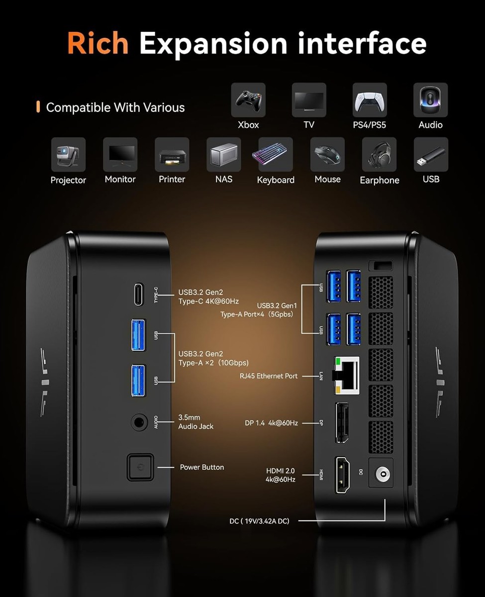 KAMRUI E3B MINI PC AMD Ryzen 7 5825U（8C/16T 2.0/4.5GHz）16GB+