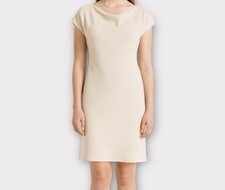 St. John Women’s Dress Size 8 Wool Blend Knit Cap Sleeve Shift Neutral Designer