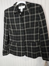 Jones New York Blazer Womens 6 Black Plaid Lined Career Jacket NEW 218