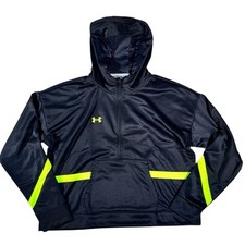UNDER AMOUR Black Green Trim 1/2 Zip Kangaroo Pocket Hoodie Women's Size XXL