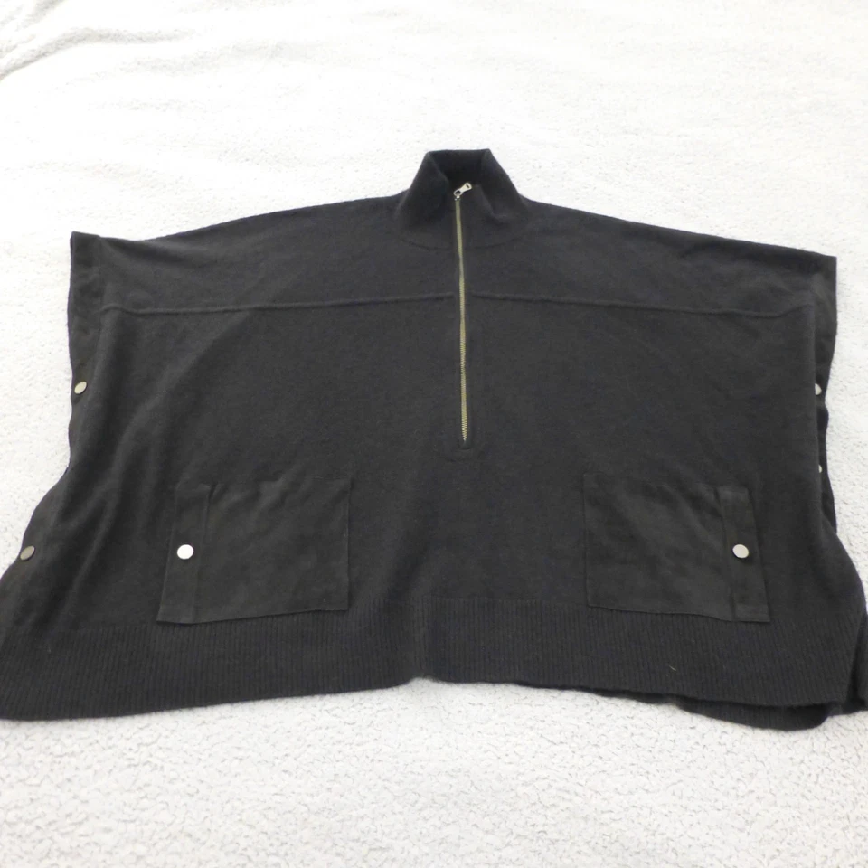 Повторять роскошь свитер женщин один размер кашемир шерсти черный плащ 1/4 молнии шаль - Изображение 2 из 4