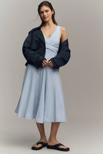 Maeve Sleeveless V Neck Seersucker Midi Dress - SALE US.