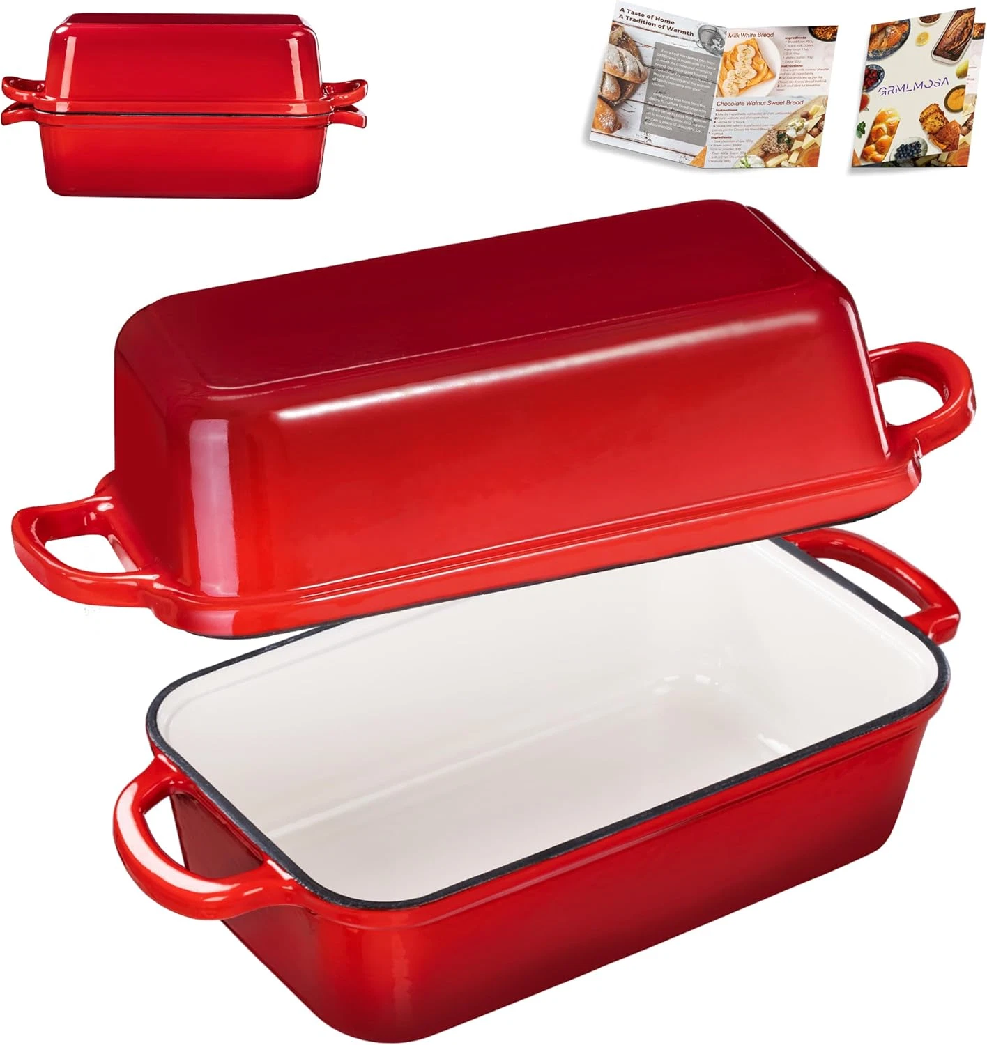Grmimosa 2 in 1 Cast Iron Loaf Pan Wiht Lid, Bread Loaf Pans for Baking Bread 9X
Opens in a new wind