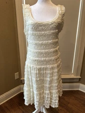 Max Studio Lace Dress Stretch Ivory Cream Off White Sleeveless M