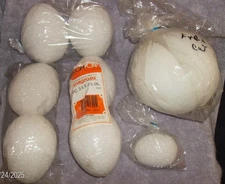 MEW STYROFOAM BALL EGG SHAPE 6 PC 3-7/8" x 2" & 1 PC REGULAR EGG SIZE CRAFTS