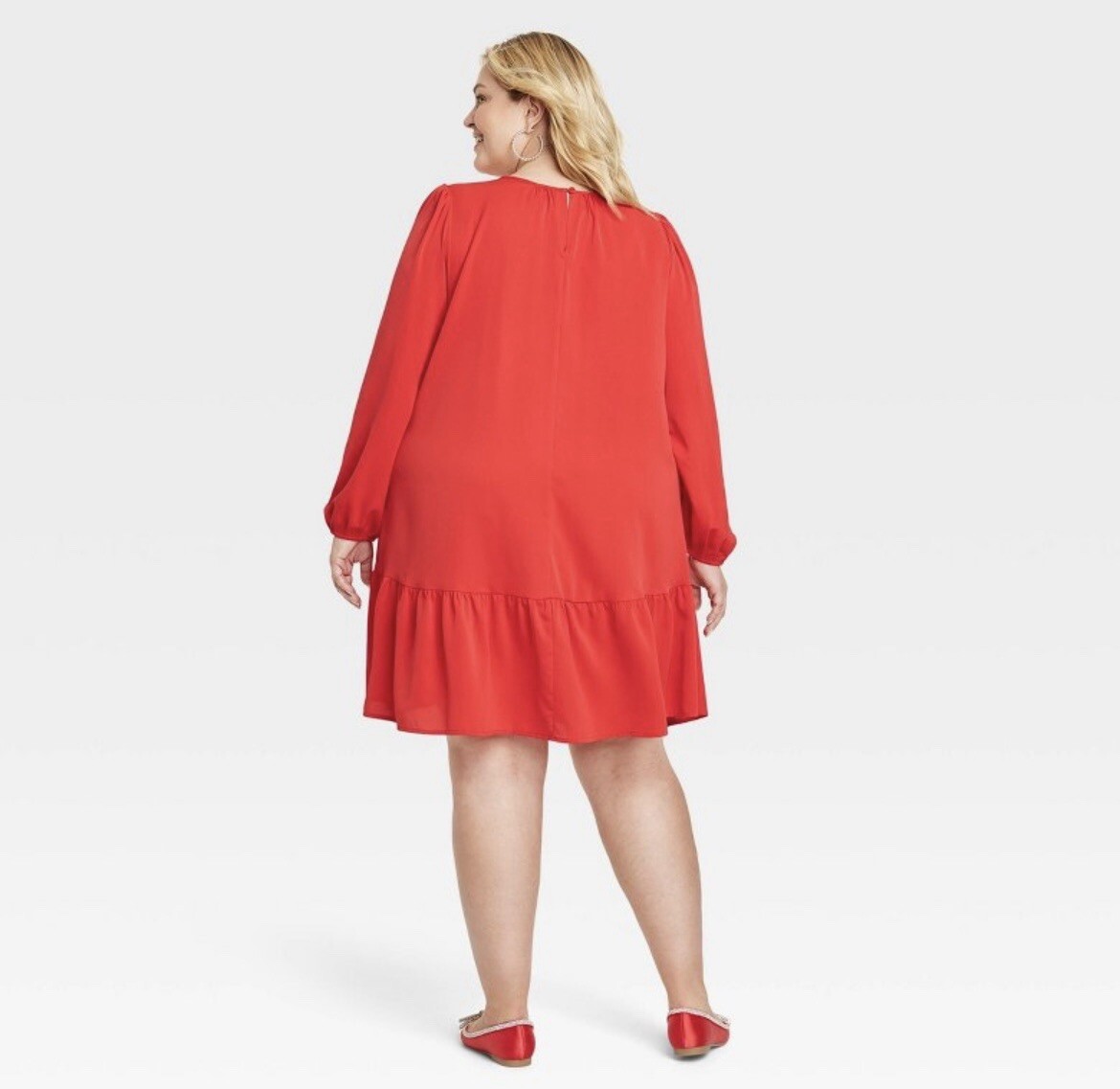 Ava & Viv Tiered Shift Dress size 3X - Red/Long Sleeve - NEW Ava & Viv Tiered Shift Dress size 3X - Red/Long Sleeve - NEW