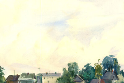 Roper - 1990 Aquarell, Dorfansicht