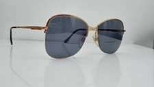 Vintage Luxottica Minerva Gold Metal Oval Half-Rim Sunglasses FRAMES ONLY Italy