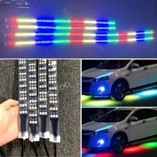 2pcs 4FT+2pcs 6.5FT Triple Row LED Lights Strip Chasing Flow Underglow for Truck