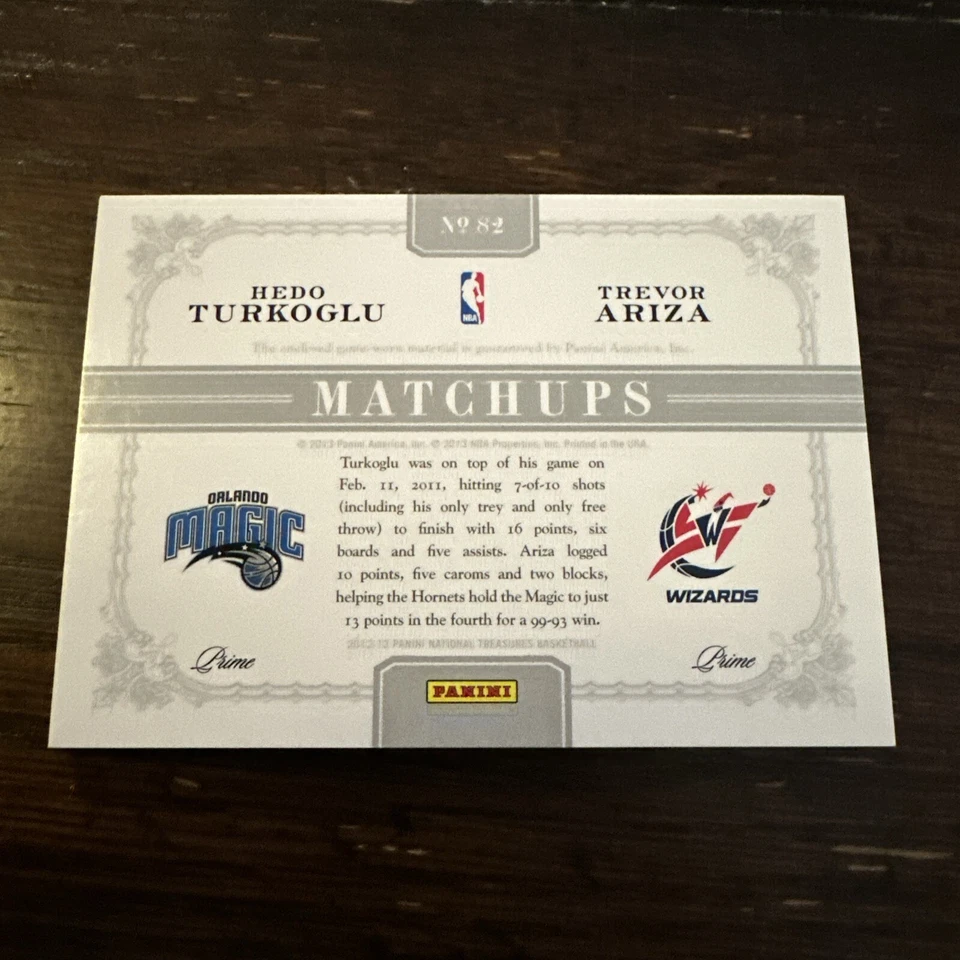 National Treasures Matchups Materials Prime 2012/25 Hedo Turkoglu Trevor Ariza Foto 2 de 2