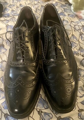 Vtg Florsheim Royal Imperial 96324 Wingtip Black Leather  display picture 3